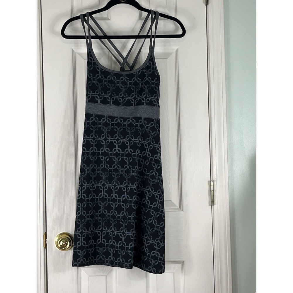 Soybu Womens Gray Black Chain‎ Print Strappy Racerback Active Dress Blt in Bra M